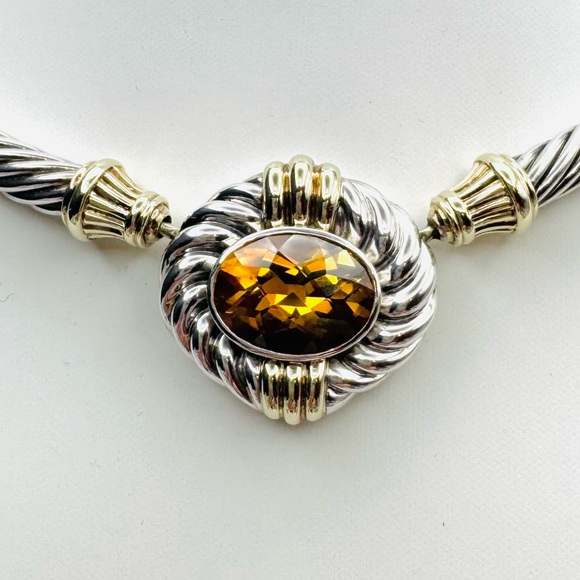 David Yurman Renaissance Choker Necklace With Citrine And Gold - Picture 5 of 6